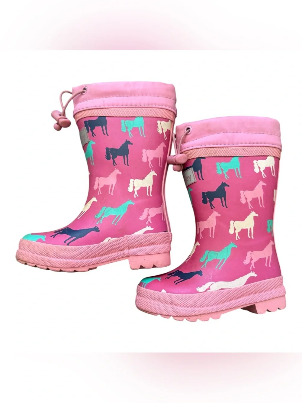 Hatley Toddler Size 6 Rain Boots Pink Horse Print Warm Fleece Lined